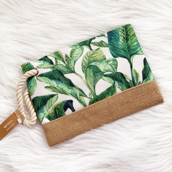 AngelBellas Handbags - Tropical Leaves Pouch Bag